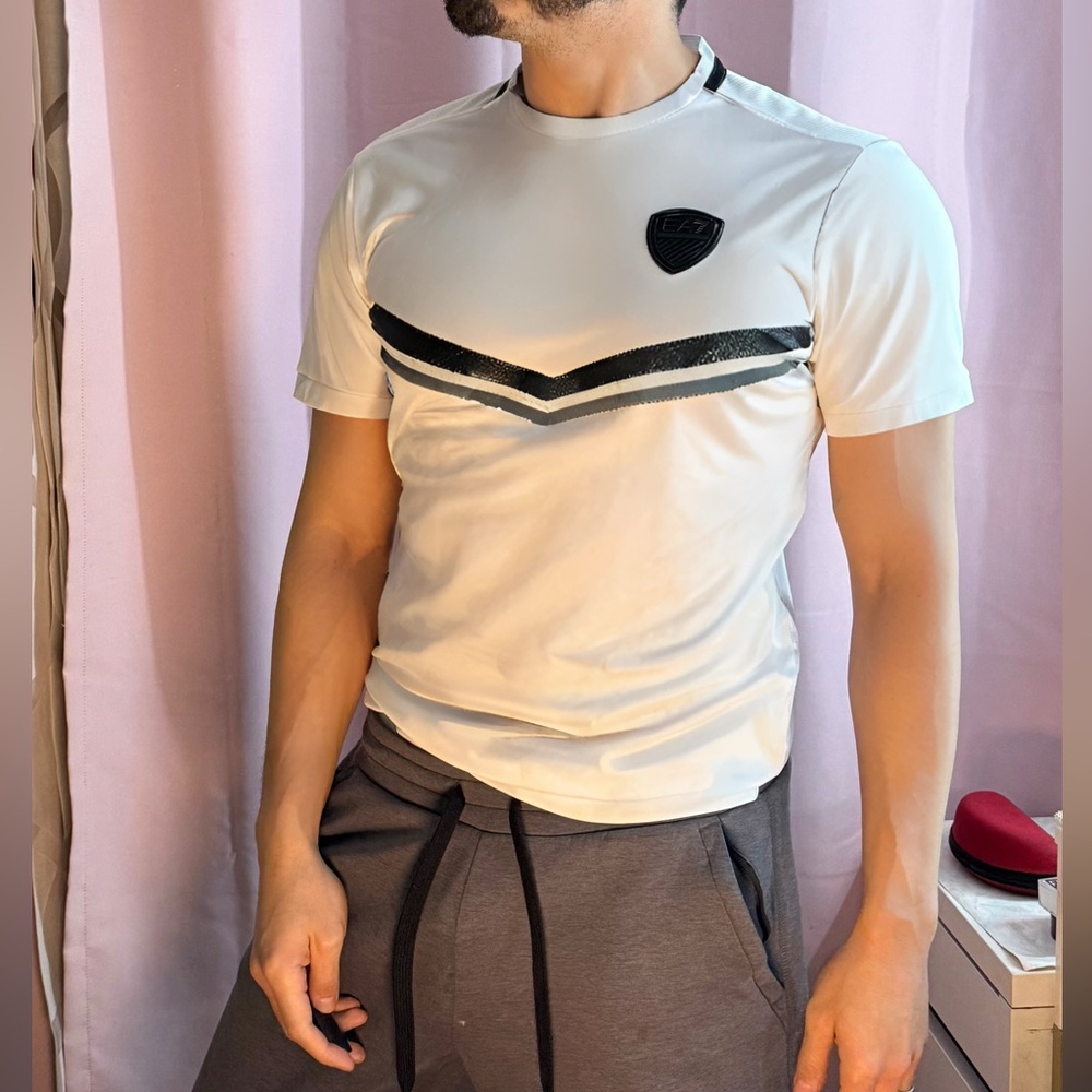 Emporio Armani White and Black Short Sleeve Tee - Picture 2 of 4